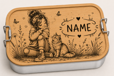 Alu-Lunchbox- Mädchen mit Katze
