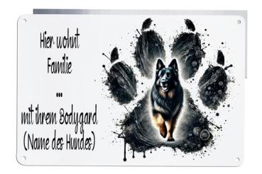 Personalisiertes Alu-Schild für Hundeliebhaber/ Schäferhund in einer Pfote