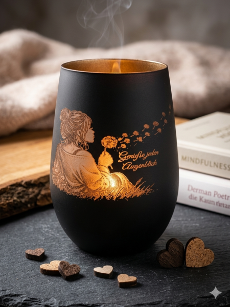 Genieße jeden Augenblick – Edles Windlicht mit Silhouetten‑Design