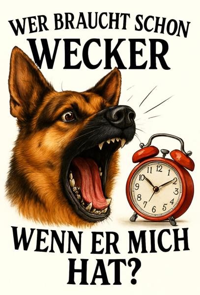 Damen T-Shirt mit "Wer braucht schon Wecker"